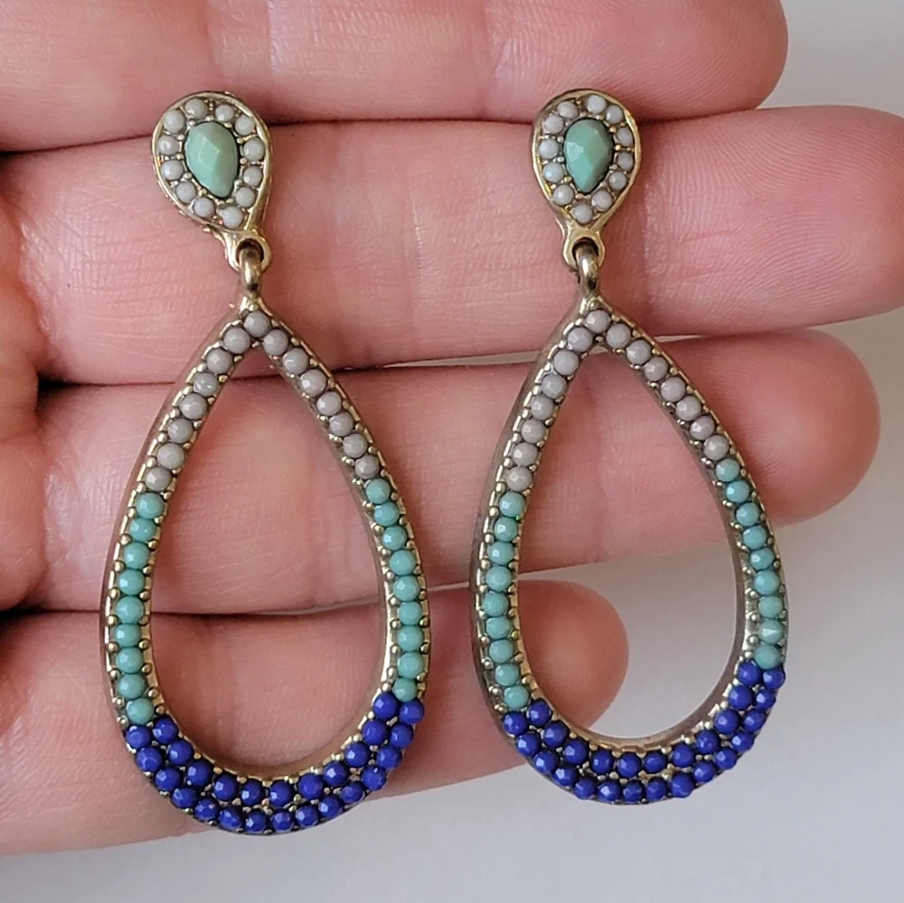 Teardrop Chandelier Rhinestone Dangle Hoop Earrings